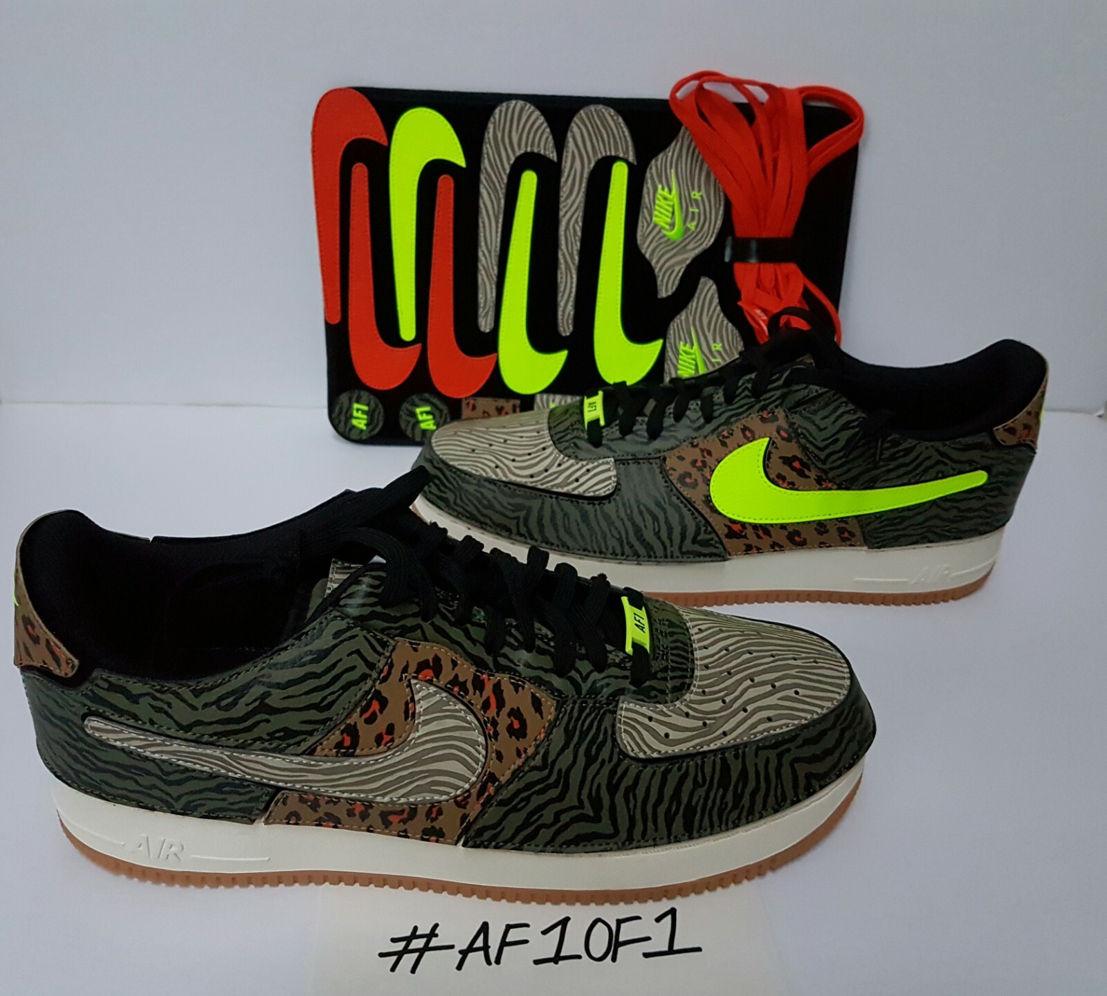 New Nike Air Force 1/1 Olive Volt Animal Sneakers Size 12: DM5329 200 | eBay