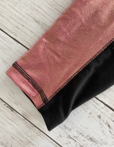 Justice Girls Leggings Side Shine Black Pink Glitter Tech Pocket Size Medium 10 - Picture 5 of 7