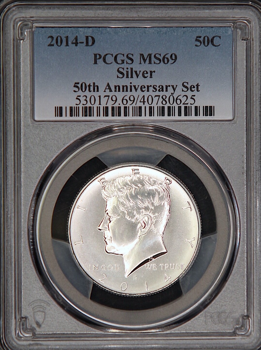 2014 D SILVER KENNEDY 50¢ 50TH ANNIVERSARY SET MS69 Blue Label Low