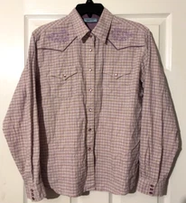 Women's Wrangler Blues Western M Long Sleeve Shirt Rodeo Pearl Snap