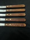 Vtg FORGECRAFT Steak Knives Serrated Stainless Steel Wood Handles Japan SET OF 5 — photo 2