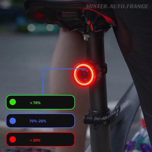 FEU LED VELO VTT ✅ ARRIERE MULTIFONCTION ☆DYNAMIQUE ECLAIRAGE CAPTEUR DE FREINS - Foto 10 di 19