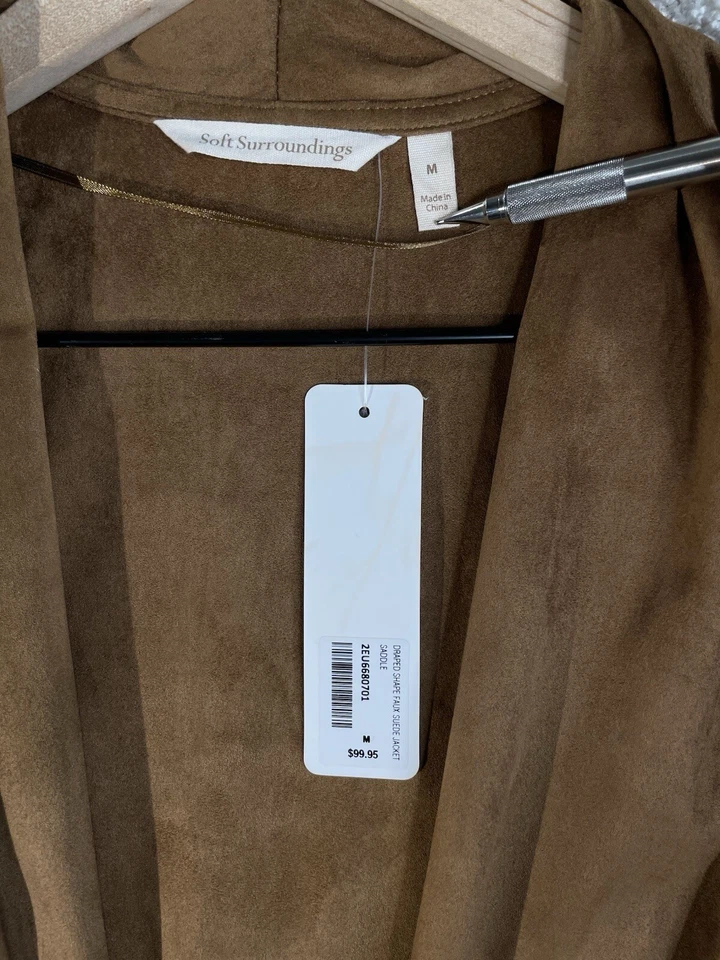 Soft Surroundings Jacket Women's Medium Shape Drape Faux Suede NWT - Image 4 of 4
