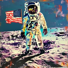 🪐 Moonwalk Andy Warhol Art 👨‍🚀 | Giclée Museum Paper | COA + Signed 24x24 V1