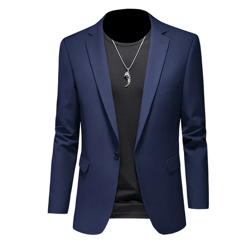 Men's Jacket Suit Blazer Slim-Fit Suit Wedding Business Dress Casual Suit Tops - Picture 4 of 31