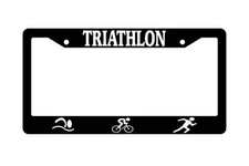 Black License Plate Frame TRIATHLON w/LOGOS Auto Accessory