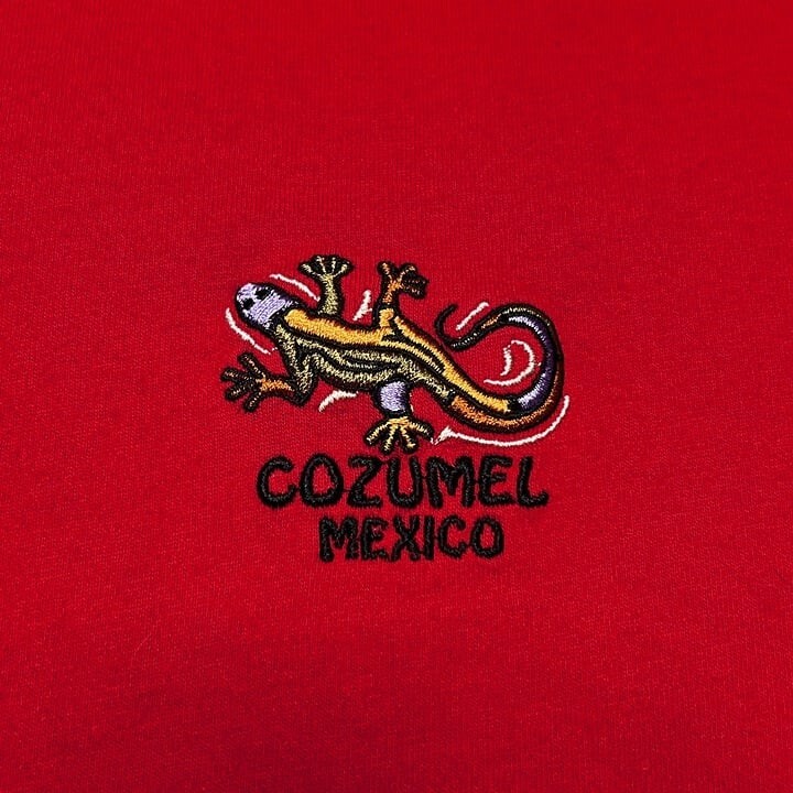 Cozumel Mexico Vintage Y2K Embroidered Lizard Shirt Red Men's XL