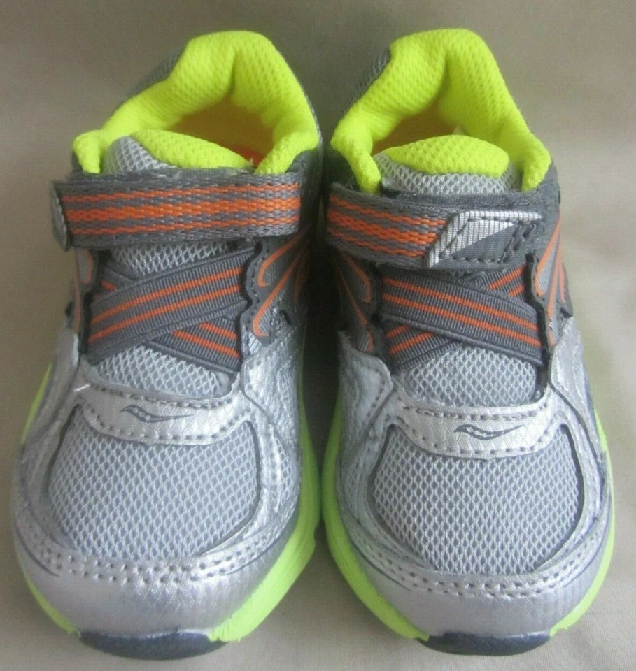Zapatillas Saucony Niños Pequeños Talla 5 Plantilla Anti Olores Plateadas Neón Nuevas Sin Caja Foto 2 de 3