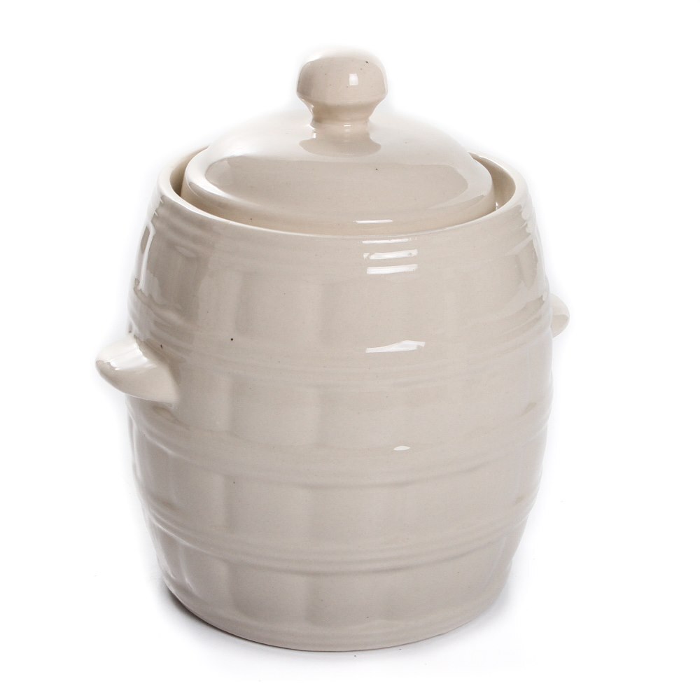 Sauerkrauttopf Keramikfass Einlegetopf Gurkentopf Creme Gärtopf 3,2L 5L 8L Wahl