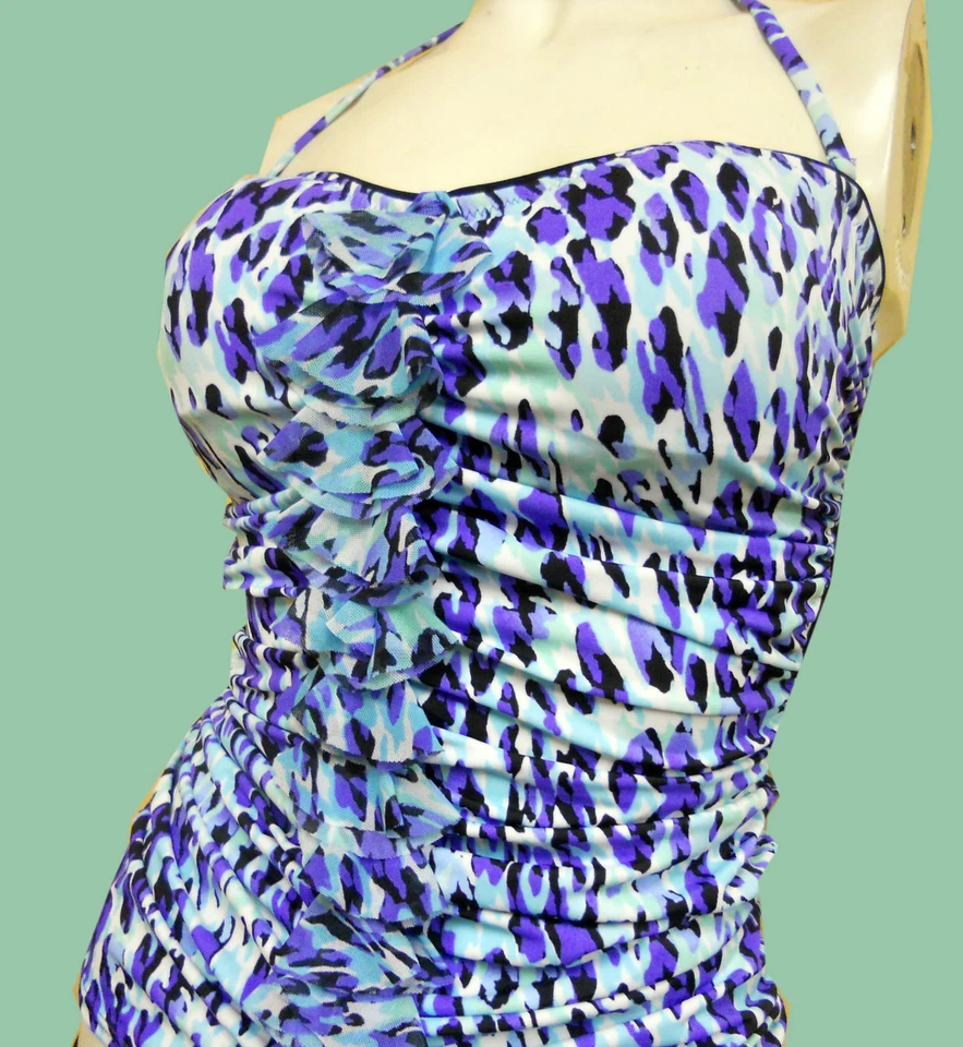 NUEVO CON ETIQUETAS GOTTEX Pepita Azul ANIMAL PRINT BANDEAU TRAJE DE BAÑO TRAJE DE BAÑO TALLA 6 Foto 3 de 4