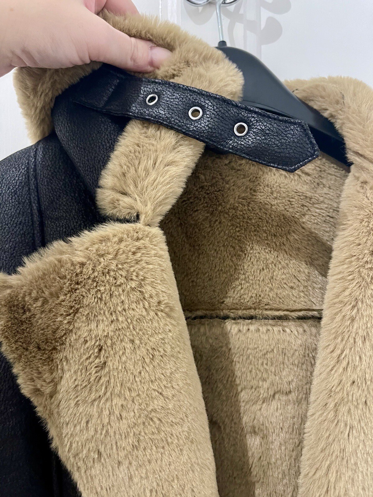 M&S Marks And Spencer Ladies Size 10 Black Faux Leather Aviator Jacket