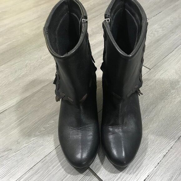 Sheridan Mia Anthro. Black Fringe Ankle Boots Siz… - image 2
