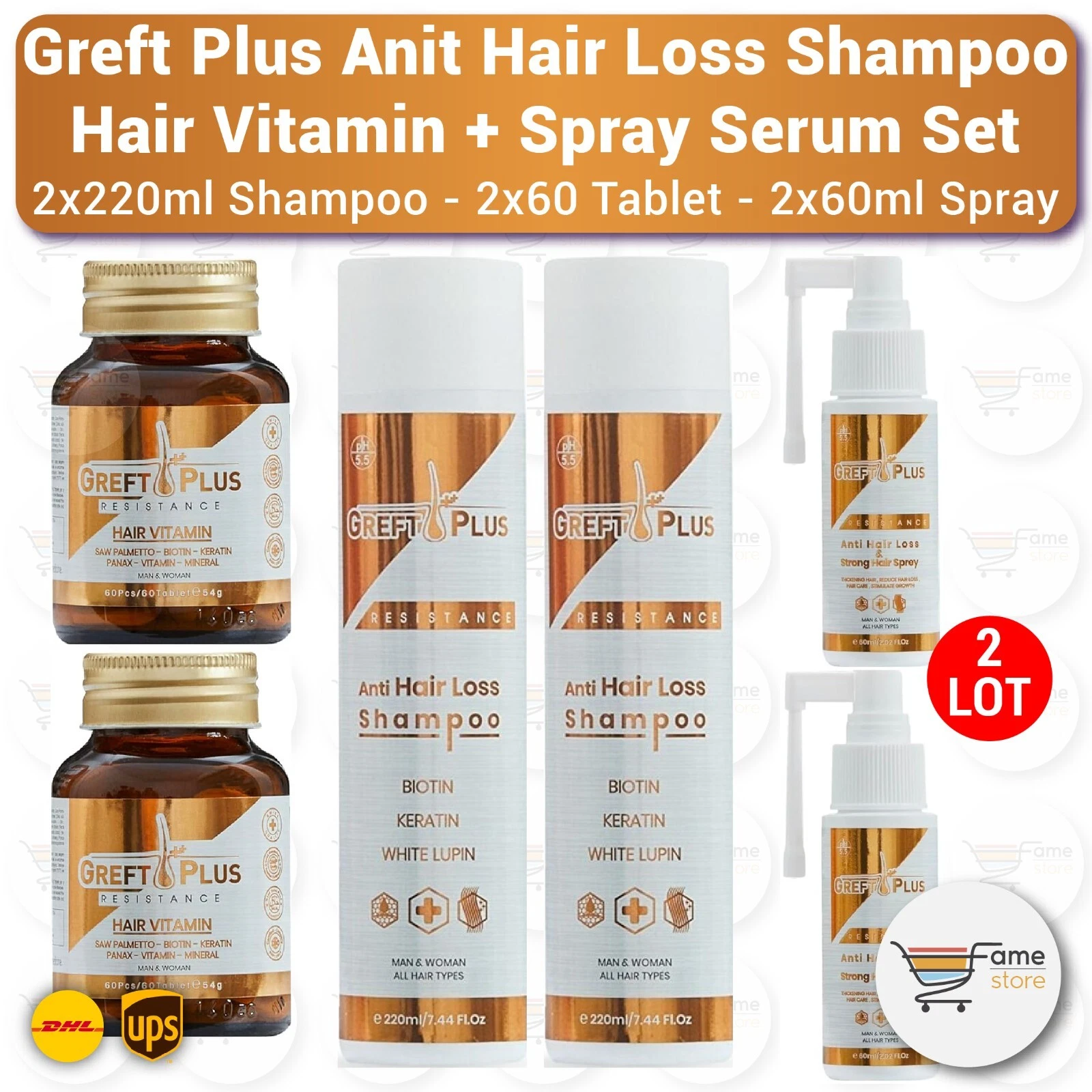 Greft Plus Anti Hair Loss Hair Care Set (Shampoo, Hair Vitamin, Spray), 2 LOT