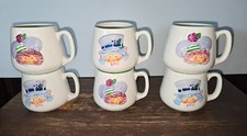 Vintage 1982 Blueberry Muffin Raspberry Tart Shortcake Earthenware Mugs Qty6