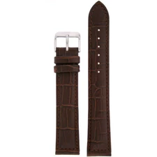 Extra Long Watch Band Dark Brown Genuine Leather Strap Alligator Grain BND1485