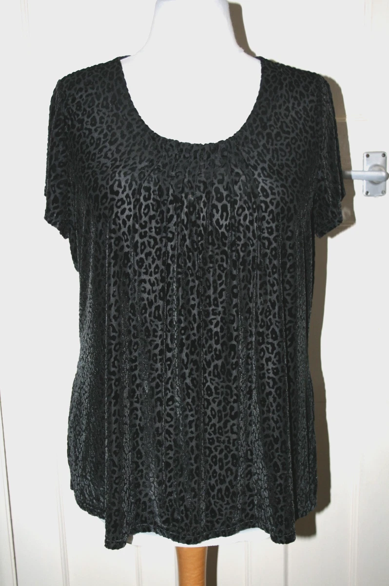 Haut Femme Noir Motif Imprimé Taille 18 Par M&S - 100% Polyester, Jamais Porté