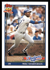 1991 Topps Mike Sharperson #53 Los Angeles Dodgers MLB Baseball Base Set