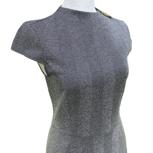 H&M Black & White Zig Zag Dress Womens S Cap Sleeve Business Casual Fitted NWT - Picture 2 of 10