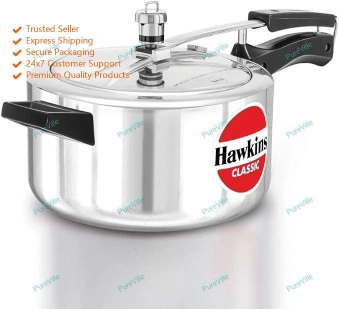 Hawkins 4 Litre Classic Pressure Cooker, Best Inner Lid Cooker, Silver (CL40)