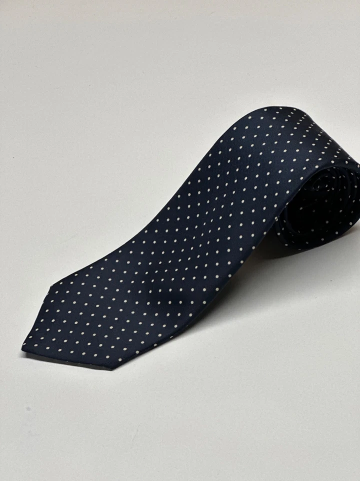 Brooks Brothers Makers Tie All Silk Navy Blue Polka Dot Vintage UK 3.25" x 54" - Image 2 of 4