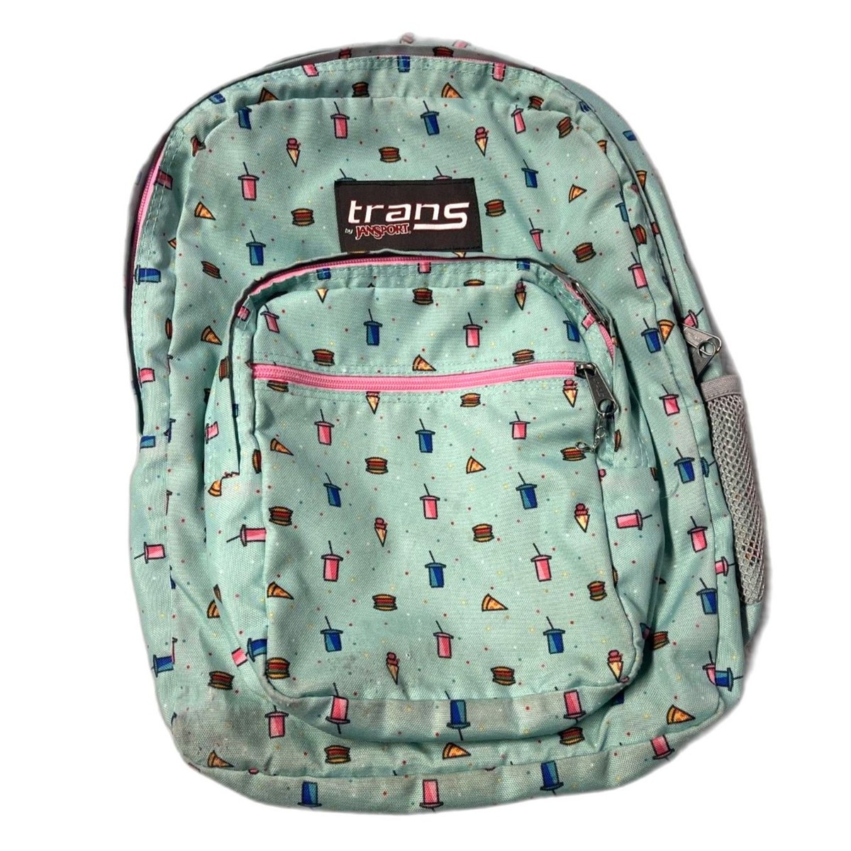 Trans by JanSport Backpack Cute Fast Food Print, Mint Green with Pink Accents | eBay Trans by JanSport Backpack Cute Fast Food Print, Mint Green with Pink Accents | eBay