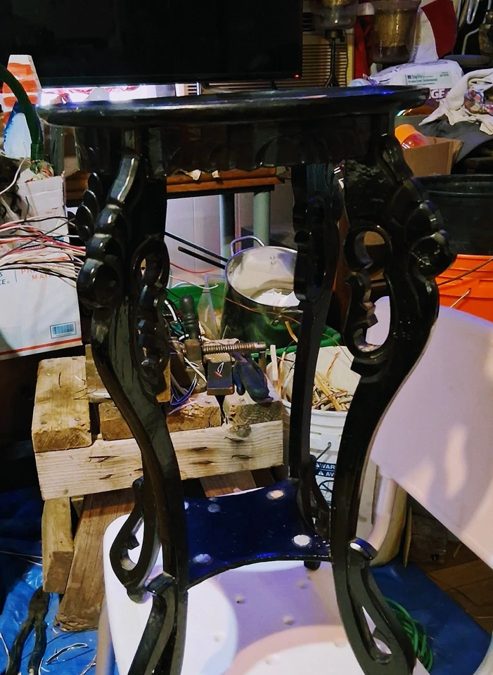 Preciosa mesa de exhibición lateral ornamentada de madera pedestal soporte para plantas 33,07" Foto 4 de 4