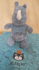 Little Jellycat Rhino Jumperjoy Blue With Sweater Plush Soft Toy