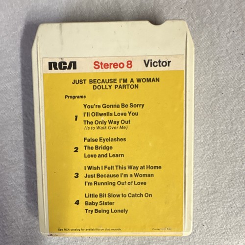 RCA Victor Stereo 8 Dolly Parton Just Because I'm a Woman 8-Track Tape PBS 1418