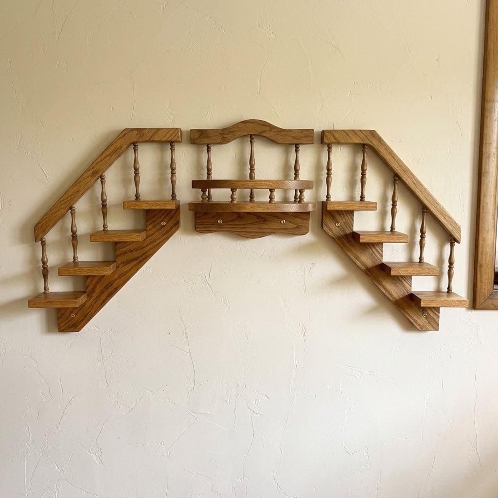 Vintage Oak Step Shelf Staircase Set