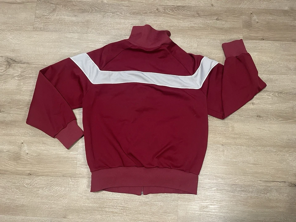 VTG Asics Chaqueta de Pista Hombre Sz M Rojo Gris Hecho en EE. UU. Núcleo de tenis con cremallera completa Foto 2 de 4