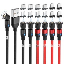 540 Rotating Magnetic Charging Cable 7-Pack, 1.6ft/3ft/3ft/6ft/6ft/10ft/10ft