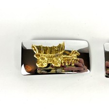 Vtg Western Belt Buckle Covered Wagon Silver Gold Tone Southwestern USA Made EUC