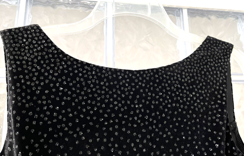 ROBBIE BEE NWT $69 Black Velvet Rhinestones Sleeveless Dress Stretch Size 10P - Picture 2 of 12