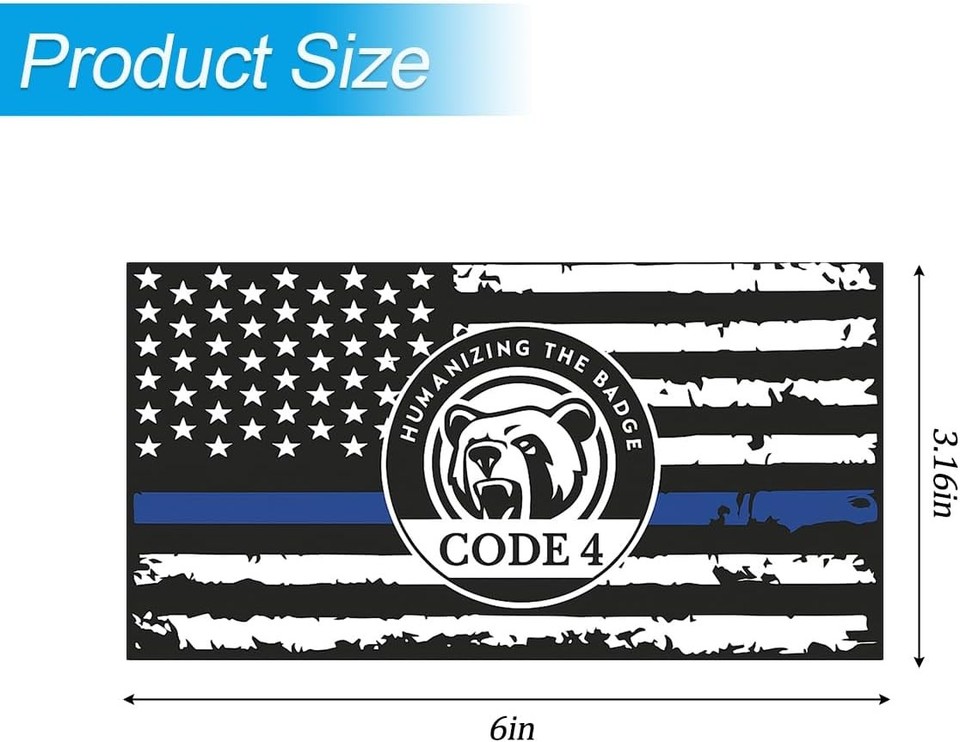 Thin Blue Line Car Sticker Decal, 4PCS Waterproof Vehicle Bumper Color ...