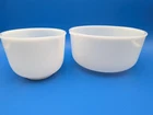 Set Of 2 Glasbake Sunbeam Mixer Bowls 19CJ/20CJ White Milk Glass Vintage