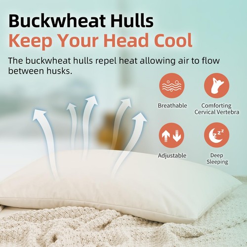 USlixury Organic Buckwheat Pillow for Sleeping with Extra Organic Pillowcase - Bild 8 von 9