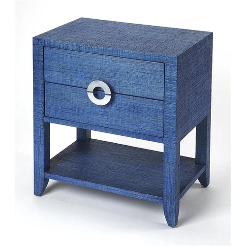 Butler Specialty Amelle Raffia End Table In Blue - Picture 1 of 5
