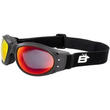 Birdz Eyewear Red Baron Motorcycle Aviator Goggles Black Padded Frame Clear