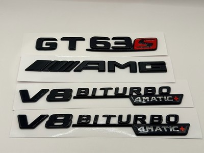 GT63 S AMG SCHRIFTZUG EMBLEM SET V8 BITURBO 4 MATIC + SELBSTKLEBEND NEU LOGO