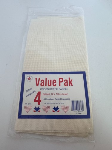Value Pak Cross Stitch Fabric 4 Pieces 12 X 18 Inch Select Irregulars Off White - Picture 4 of 4