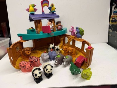 Vintage Fisher Price Noah's Ark #B1255 2002 w/Extra Animals Giraffe's Hippo's++