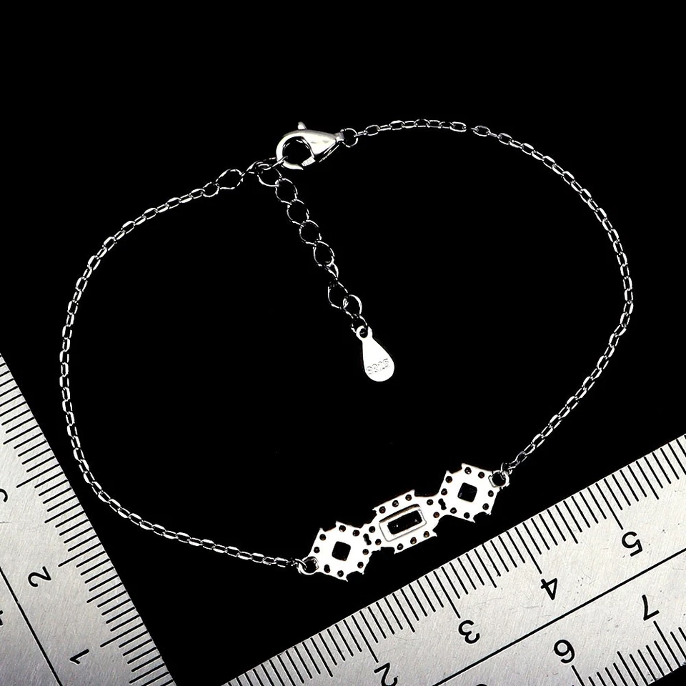 Black Friday 925 Silver Bracelet Octagon Ruby Tanzanite Gemstone Jewelry 8in - Image 3 of 4