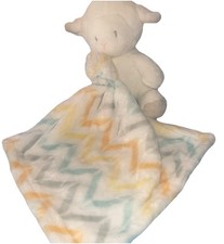 Little Miracles Plush White Lamb Sheep Security Blanket Chevron Lovey