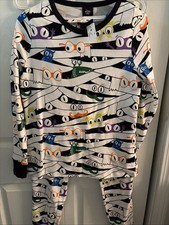 Halloween Pajama Set Women MED Glow-in-Dark Mummy Family Sleep 2pc Hyde  Eek