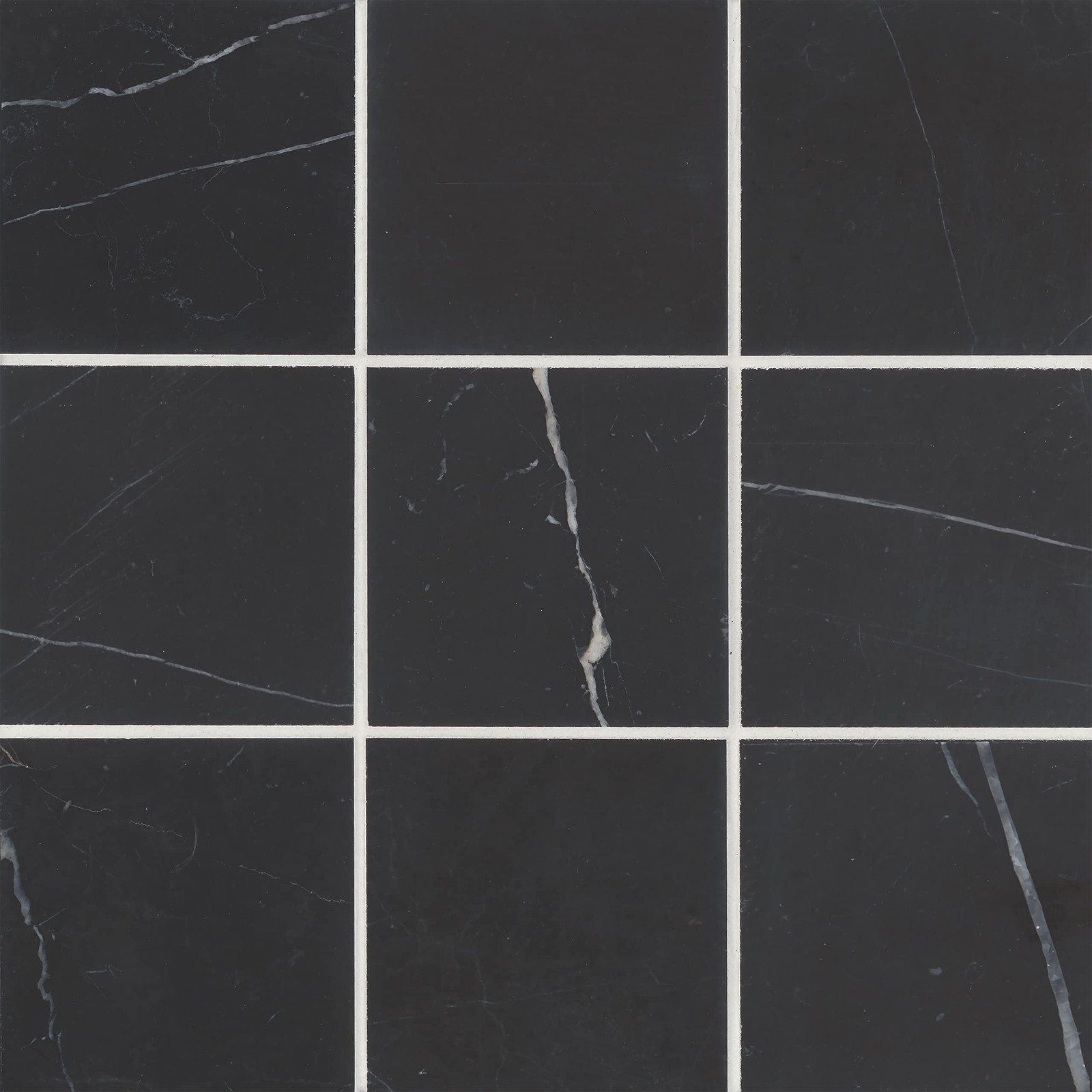 Monet Honed Nero Marquina Marble Tile 4x4 46-Pack Covers 5.11 SF