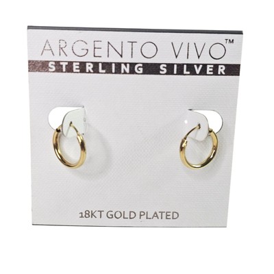 Argento Vivo Milano Sterlingsilber Creolen 18K vergoldet 1/2'' Neu mit Etikett