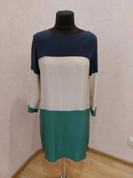 Women Club Monaco Dress Beige Silk XS