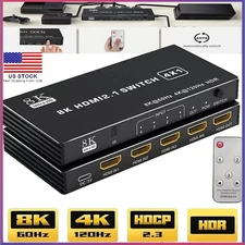 8K HDMI 2.1 Switch 4 in 1 out 4K 120Hz HDR HDMI 2.1 Switcher 4X1 HDCP 2.3-4 Port