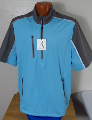 Above The Links Men's Medium NWT Aqua Blue Microfiber 1/4 Zip Golf Top New!