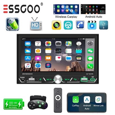 Doppel 2 DIN Autoradio Android Auto mit Apple Carplay USB Wireless Bluetooth AUX